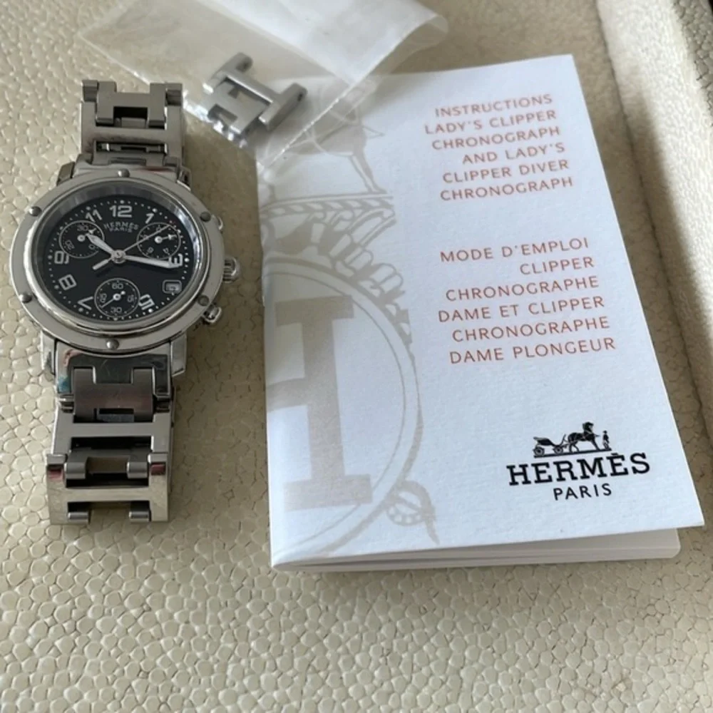 Hermes Lady’s Clipper Chronograph Stainless Steel Watch - Picture 4 of 16